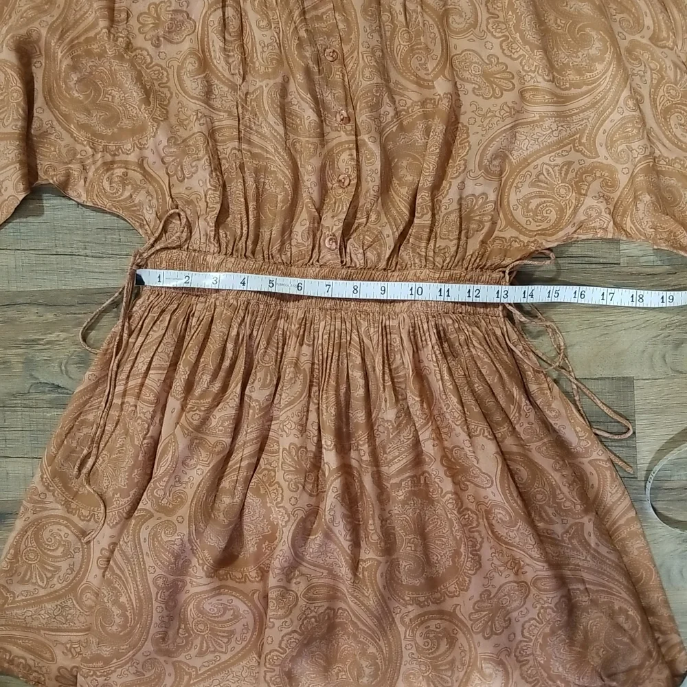 AMUSE SOCIETY Luciana Beach Vida Boho Coral Sand Paisley Peasant Mini Dress - Picture 7 of 15